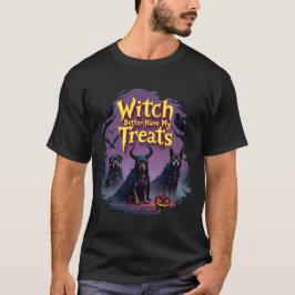 Camiseta Mejor Que La Bruja Tenga Mi Reta Perro Halloween
