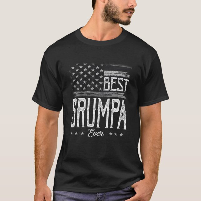 Camiseta Mejor regalo de abuelo de bandera estadounidense p (Anverso)