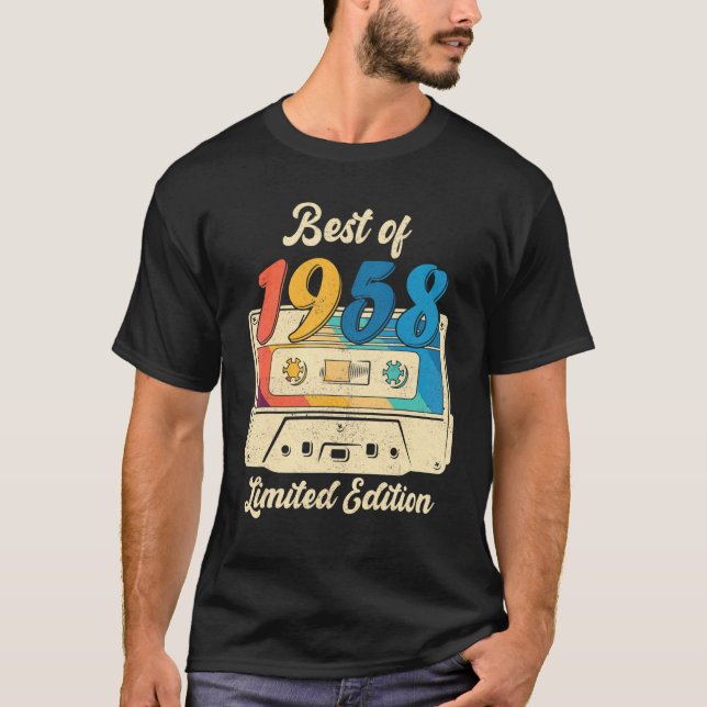 Camiseta Mejor Retro De La Cinta Cassette De 1958 64 Años D (Anverso)