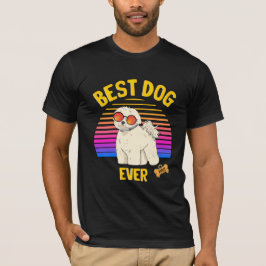 Camiseta Mejor retro de perro de Bichon Frisé