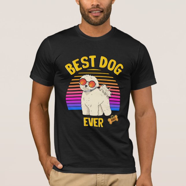 Camiseta Mejor retro de perro de Bichon Frisé (Anverso)