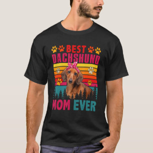 Camiseta Mejor Retro Vintage Mamá De Dachshund Jamás Perro