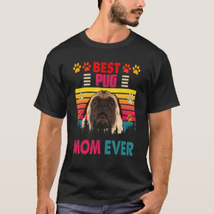 Camiseta Mejor Retro Vintage Mamá Pug Jamás Banda De Cabeza