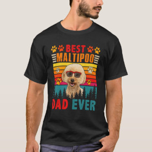 Camiseta Mejor Retro Vintage Papá Maltipoo Jamás Perro Cute