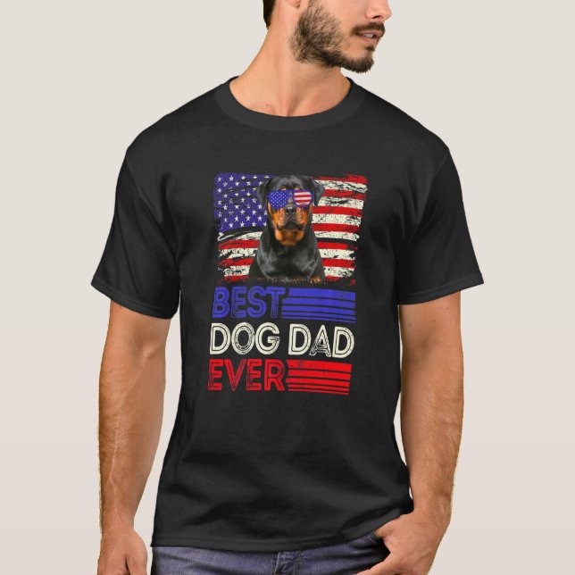 Camiseta Mejor Rottweiler Papá Nunca Bandera Americana Patr (Anverso)
