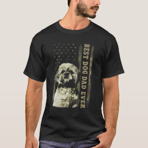 Camiseta Mejor Shih Tzu Dad Nunca Camo American Flag Dog Da