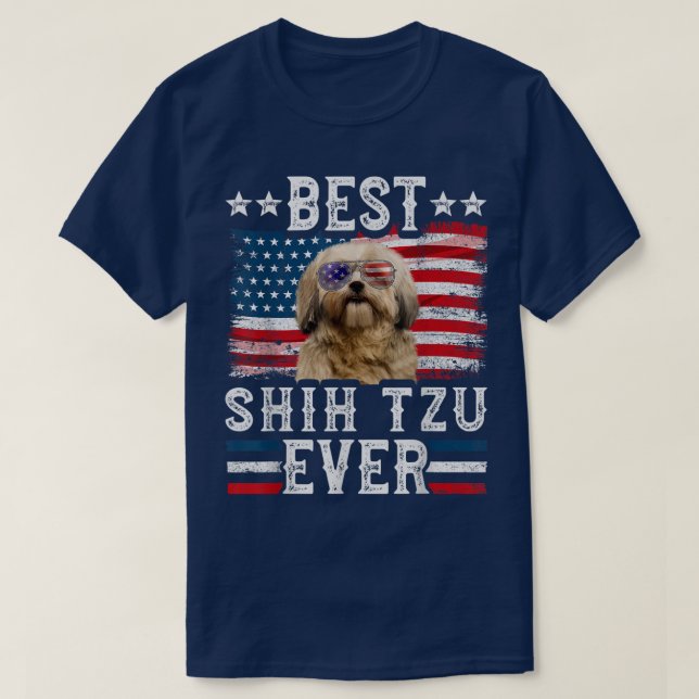 Camiseta Mejor Shih Tzu Jamás Bandera Estadounidense 4 De J (Diseño del anverso)