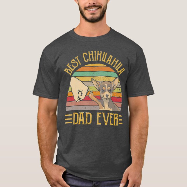 Camiseta Mejor Sunset de Chihuahua Dad jamás retro (Anverso)
