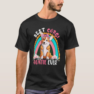 Camiseta Mejor tía Corgi del mundo Flores de arcoíris linda