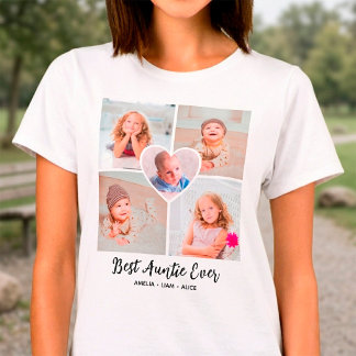 Camiseta Mejor Tía Personalizada Colage de 5 Fotos