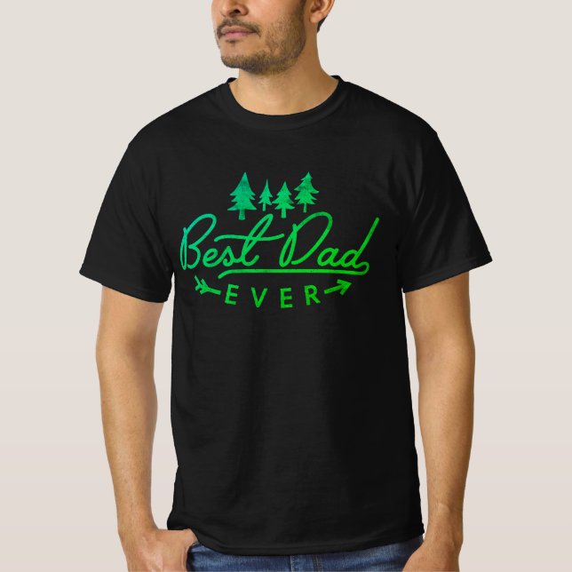 Camiseta Mejor tipografía verde de papá con árboles (Anverso)