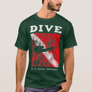Camiseta Mejor vida bajo el agua de la bandera de buceo de