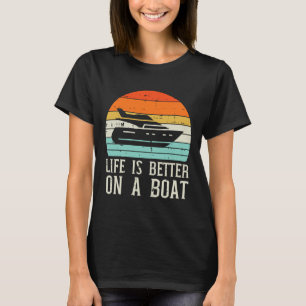 Camiseta Mejor vida en barco atardecer retro capitán de yat