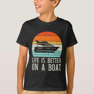 Camiseta Mejor vida en barco atardecer retro capitán yate h