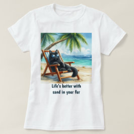 Camiseta Mejor vida en la playa Amantes de los gatos 