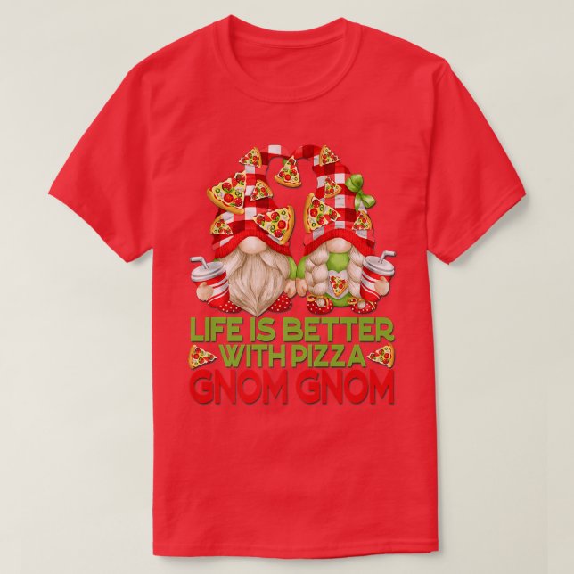 Camiseta Mejor Vida Jugada De Búfalo Rojo De Pizza Gnome (Diseño del anverso)