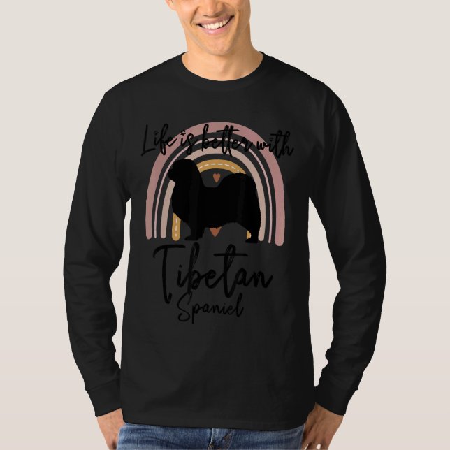Camiseta Mejor vida Spaniel tibetano Arcoíris Perro Mujeres (Anverso)