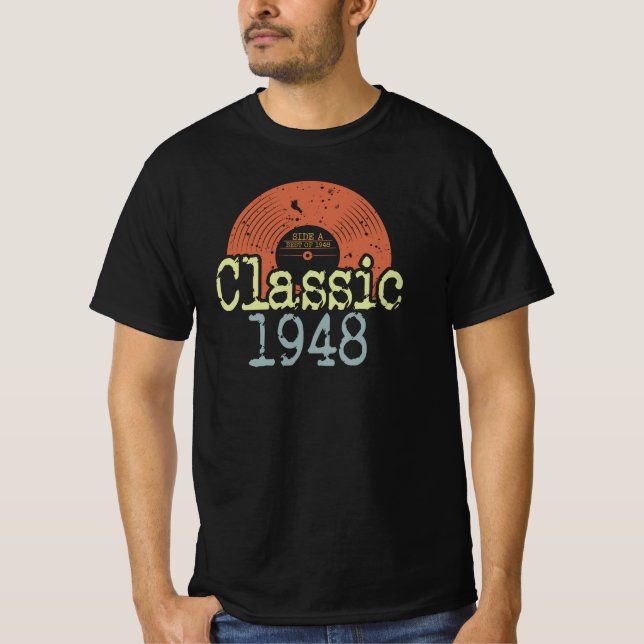 Camiseta Mejor Vinil Clásico De 1948, Nacido En 1948 (Anverso)