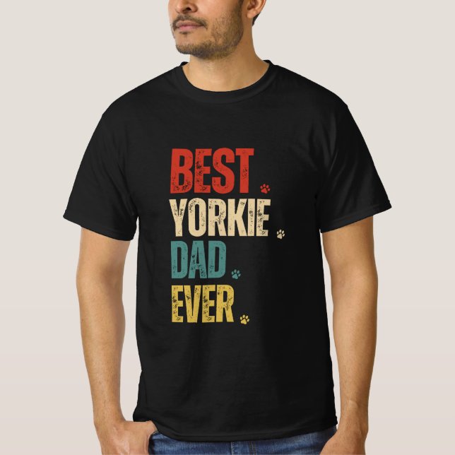 Camiseta Mejor Yorkie papá retro Grunge divertido (Anverso)