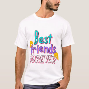 Camiseta Mejores Amigas Para Siempre Tipografía Floral Lind
