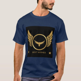 Camiseta Mejores Deseos Águila Dorada Impresa Hombres Azul 