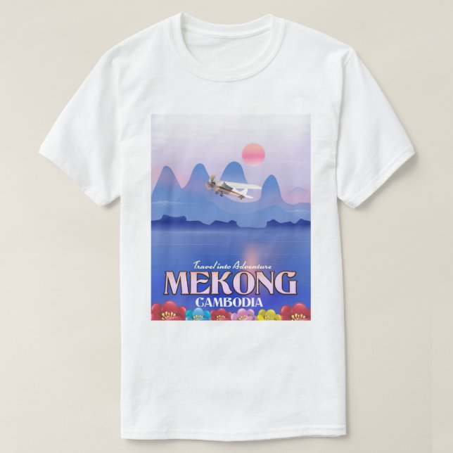 Camiseta Mekong River Cambodia poster de vacaciones (Diseño del anverso)