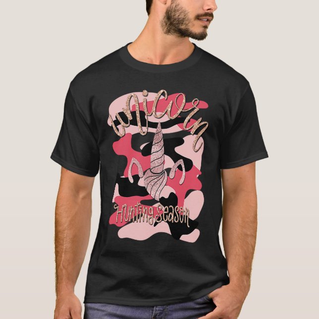 Camiseta Mel F Arts Pink Camouflage Unicorn Hunting Season (Anverso)
