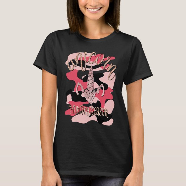 Camiseta Mel F Arts Pink Camouflage Unicorn Hunting Season (Anverso)