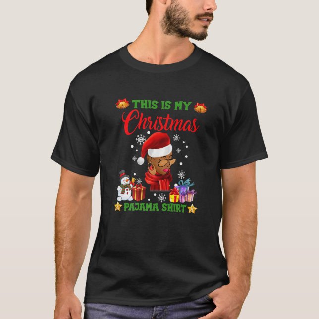 Camiseta Mel, Navidades de ropa de Papá Noel afroamericano (Anverso)