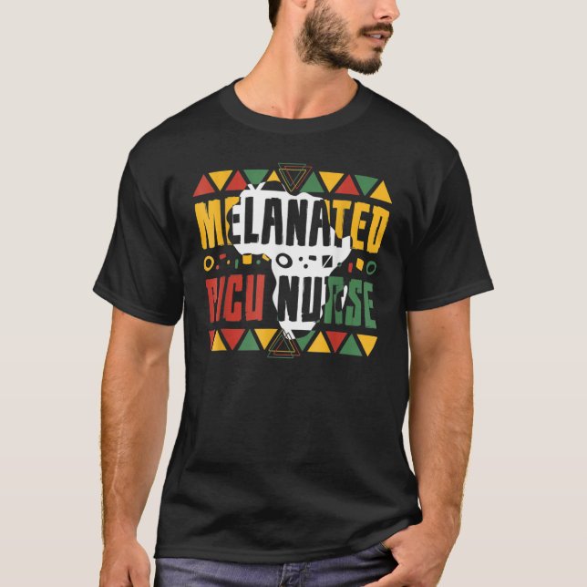 Camiseta Melanated PICU Nurse Black History Month Afro Amer (Anverso)