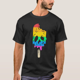 Camiseta Melancolía de helado de arcoiris con cráneo de H