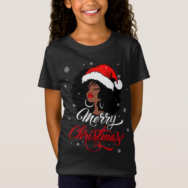 Camiseta Melani, Chica de África negra y Navidades de Santa (Anverso)