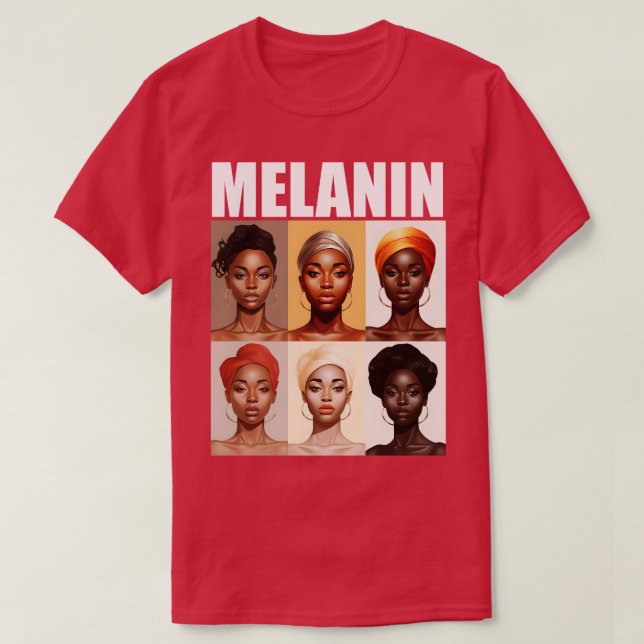 Camiseta Melanin Afrocéntrico Orgullo Negro Mujeres Afro (Diseño del anverso)