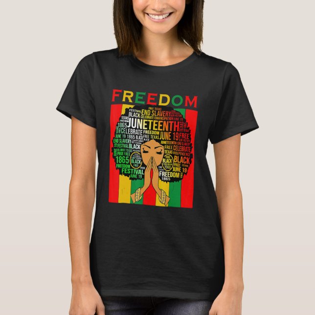 Camiseta Melanin Black Chica Magic Junetdecin Freedom (Anverso)