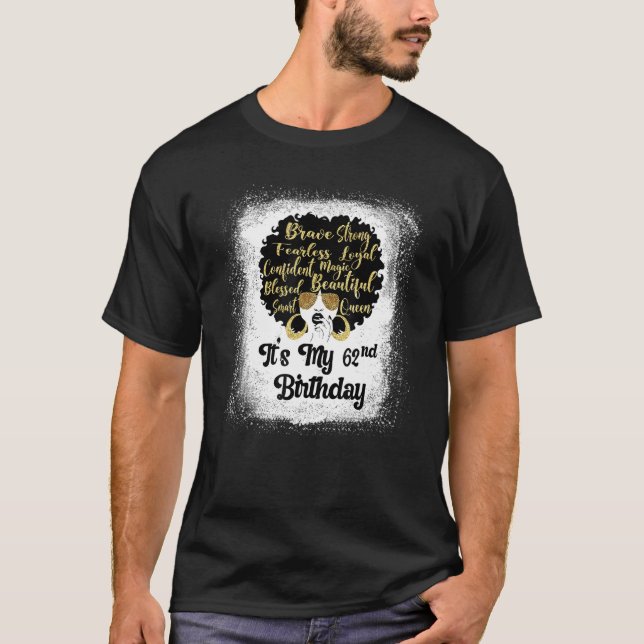 Camiseta Melanin Chica de leopardo de 62 años es mi cumplea (Anverso)