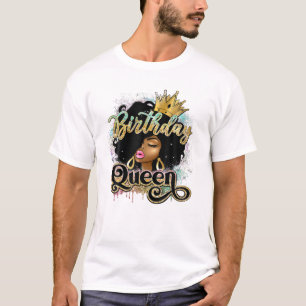 Camiseta Melanin, Chica de pelo afro de la reina del cumple