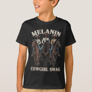 Camiseta Melanin Cowgirls African Melanin Black Cowgirl Swa