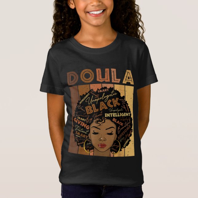 Camiseta Melanin Doula Afro Hair Black History Mono (Anverso)