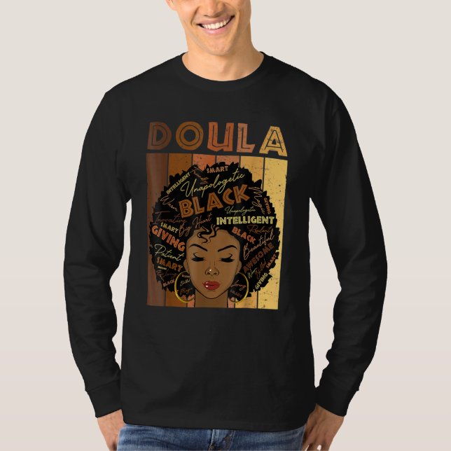 Camiseta Melanin Doula Afro Hair Black History Month (Anverso)
