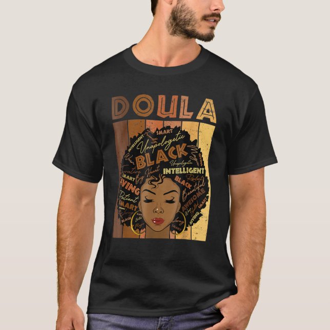 Camiseta Melanin Doula Afro Hair Black History Month (Anverso)
