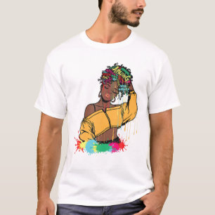 Camiseta Melanin Drip Art Paint Black Women Brown Skin Girl