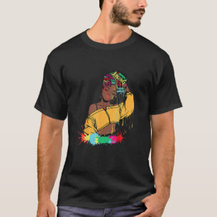 Camiseta Melanin Drip Art Paint Black Women Brown Skine Chi