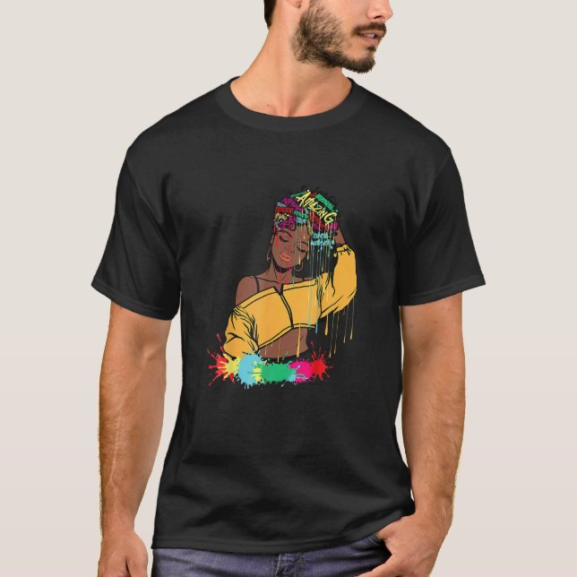 Camiseta Melanin Drip Art Paint Black Women Brown Skine Chi (Anverso)