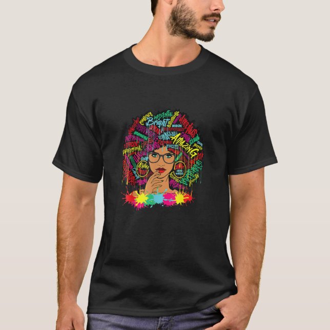 Camiseta Melanin Drip Art Paint Black Women Brown Skine Chi (Anverso)