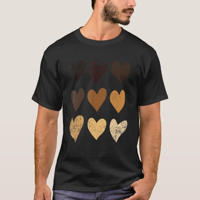 Camiseta Melanin Hearts Black History Mono Cute BLM Africa (Anverso)