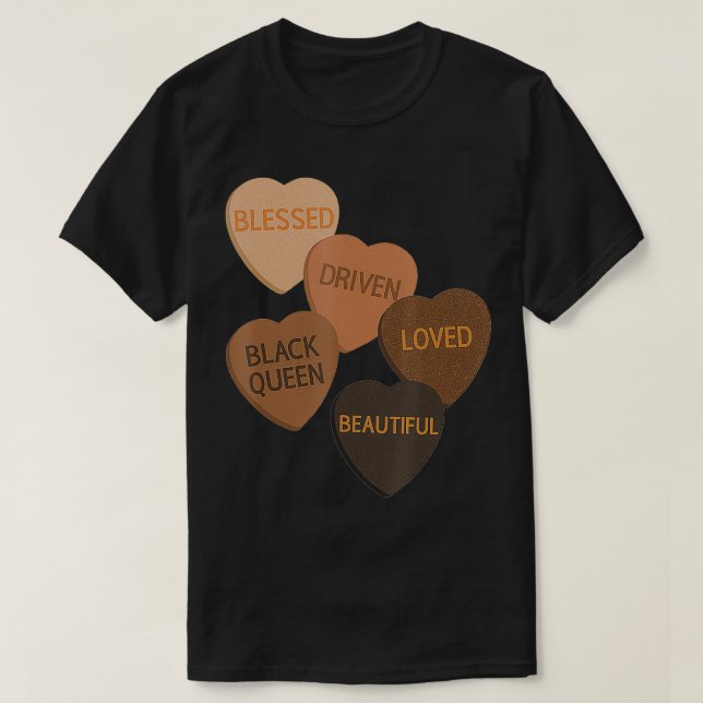 Camiseta Melanin Hearts Valentines Day Candy Love Driven Bl (Diseño del anverso)