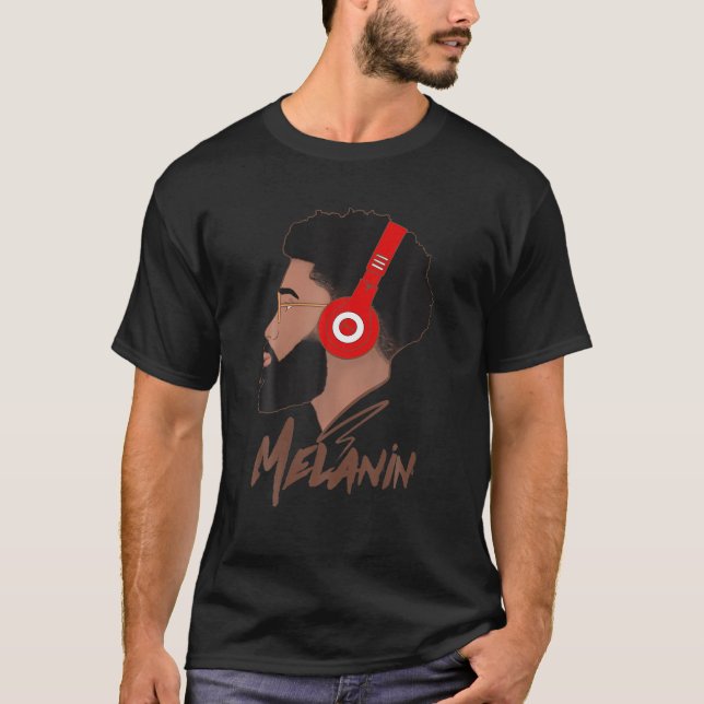 Camiseta Melanin Hombres Africano-Estadounidense Fuerte Nat (Anverso)
