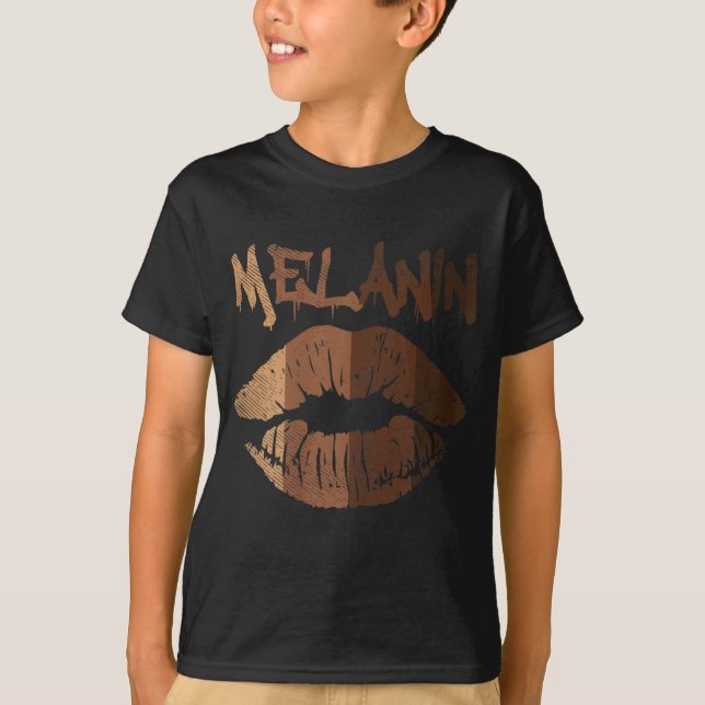 Camiseta Melanin Lip Kiss BLM BHM Historia negra Orgullo af (Anverso)