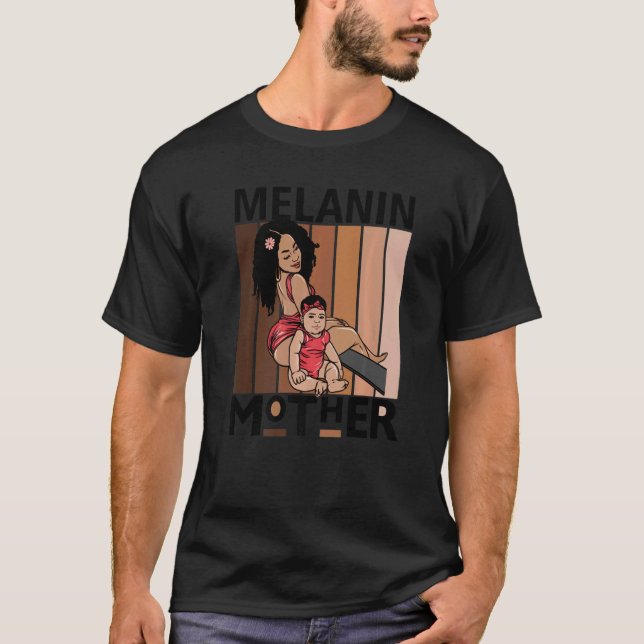 Camiseta Melanin Madre Chicas de piel marrón Mamá Chica neg (Anverso)
