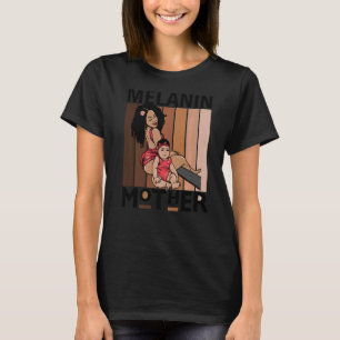 Camiseta Melanin Madre Chicas de piel marrón Mamá Chica neg